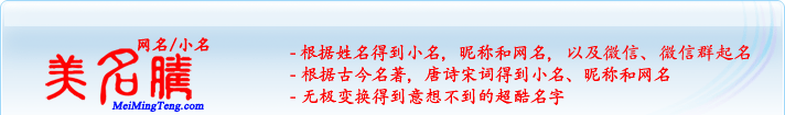 根據(jù)姓名得到小名，昵稱和網(wǎng)名；根據(jù)古今名著，唐詩宋詞得到小名，昵稱和網(wǎng)名；無極變換得到意想不到的超酷名字